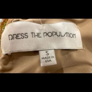 Dress The Population Gold Iridescent mid mini, low back dress. Size S